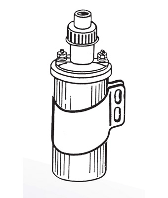 Bobine accensione alta tensione esterneA.T.E. 453 Bobina corrente continua (12V.) alta tensione esterna.   Rif. INNOCENTI 00.84.0071  Adattabile a : Lambro Carro LI FLI - Motocicli in genere  Note : Adattabili tipo DUCATI